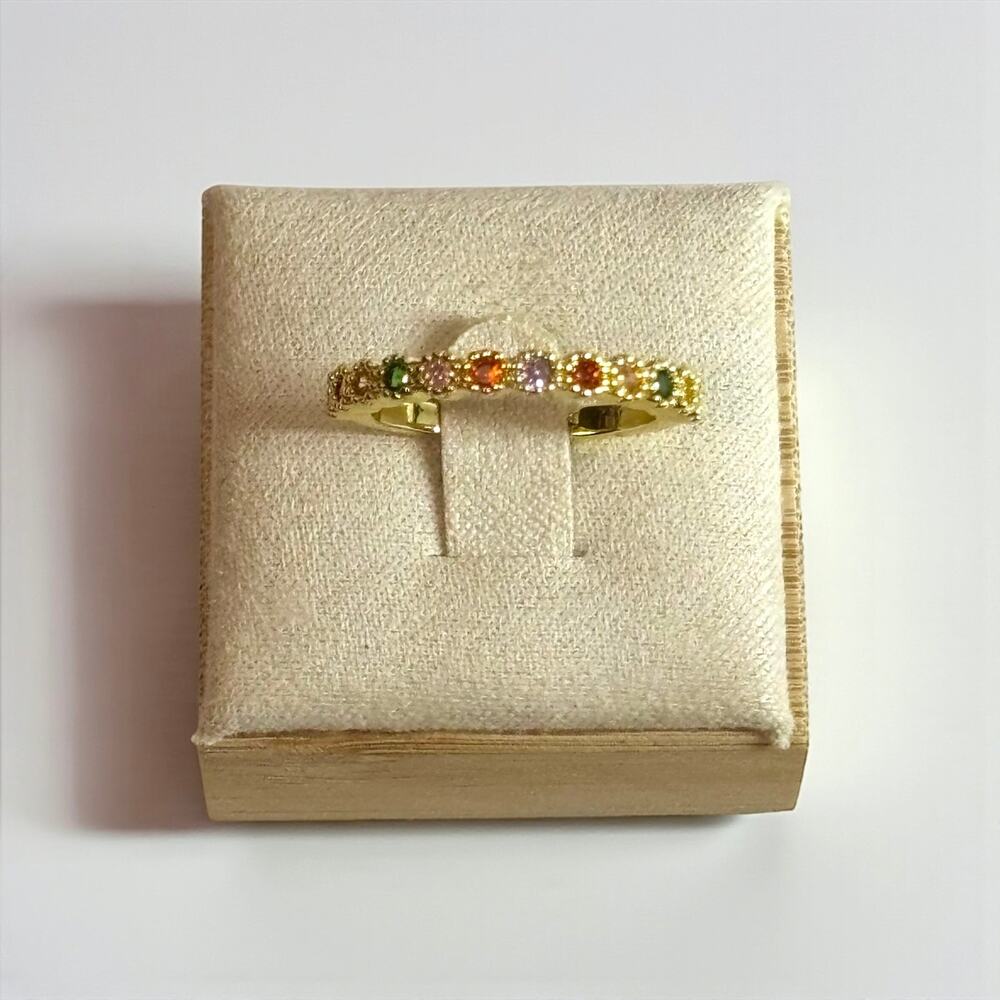 Colorful Adjustable Gold Ring - Picture 5 of 7